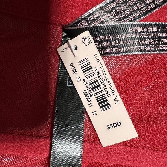 Victoria's Secret 38DD Very Sexy Bling Strap Push Up Bra Corset Bustier Red NWT - Picture 6 of 8